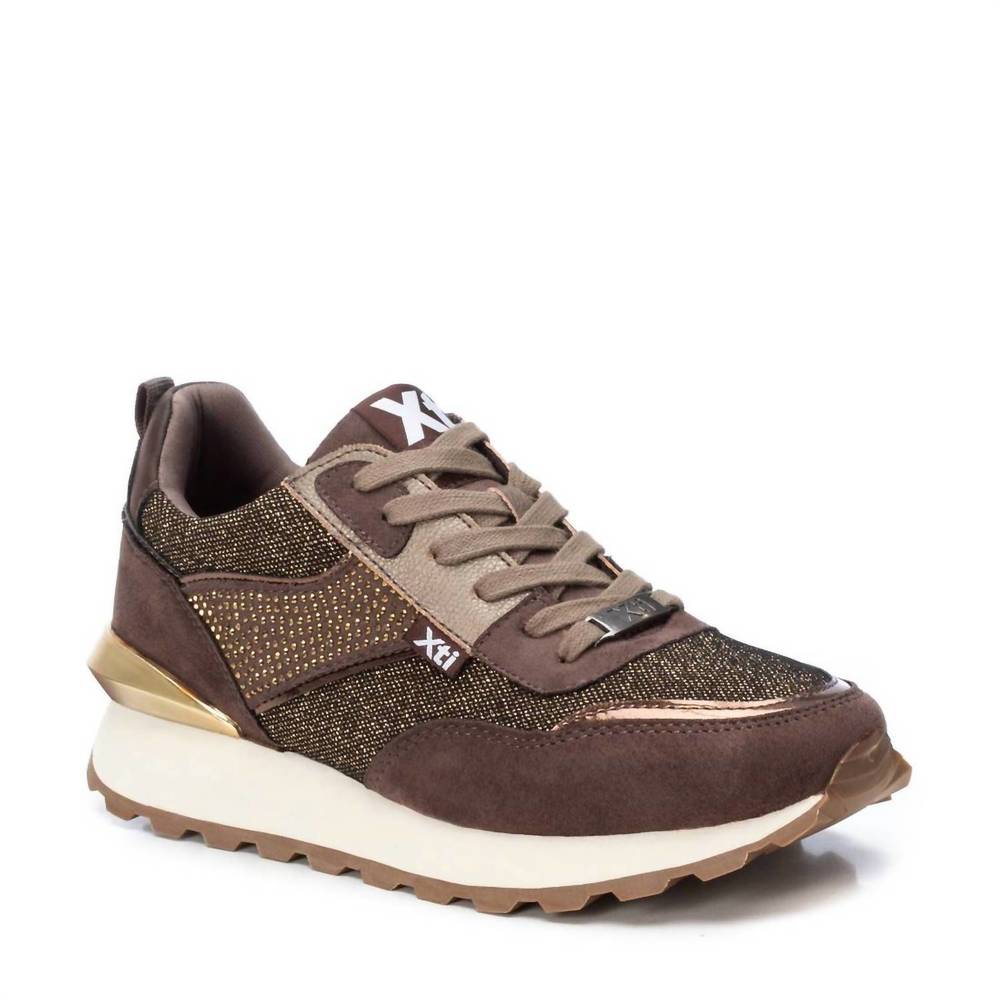 NEW XTI women's lace-up sneakers in brown